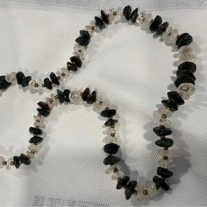 RARE Rock Crystal Quartz and Onyx Nugget Vintage Necklace